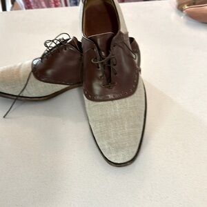 Rare Allen Edmonds linen and brown Saddle shoes. 10 1/2C